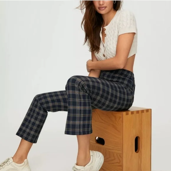 Aritzia Sunday best freshman plaid High-Rise Rise Pants Size 2 - Picture 3 of 10